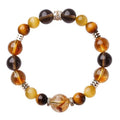 Lucky Jinba natural yellow crystal tiger-eye bracelet in geometric design, showing 10mm and 12mm size options