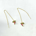 Bird hanging long drop earrings with mixed zirconium wings in blue, red, and red lvzuan colour options