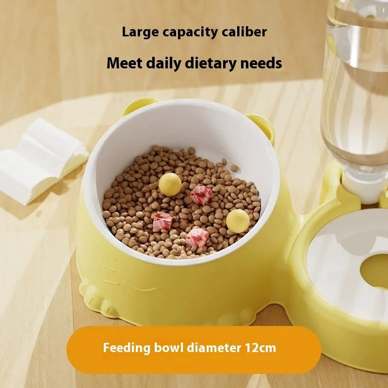 Plastic double bowl automatic drinking pet basin for cats in choice of four colours