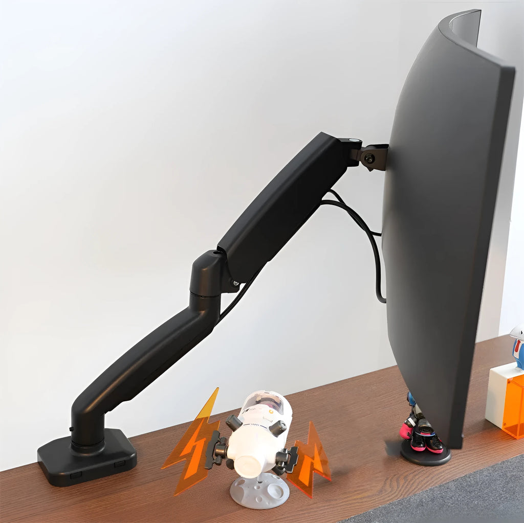 Black rotating telescopic LCD screen bracket elevated desk stand