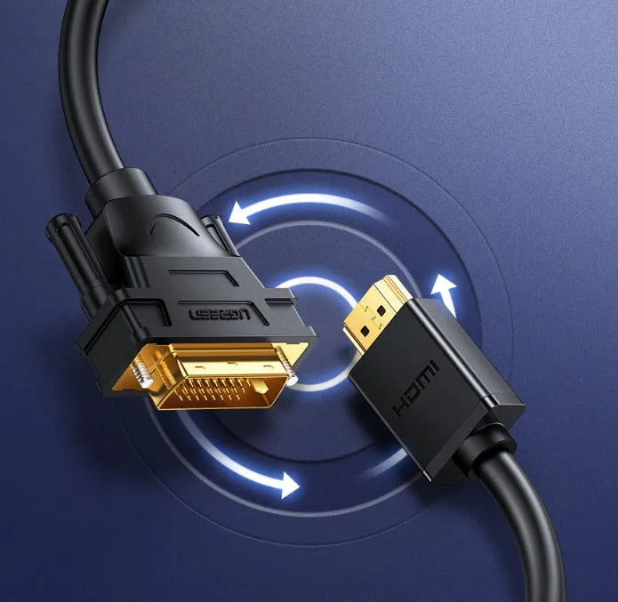 HDMI to HDMI cable with round black sheathing and metal connectors, shown in a choice of lengths from 1 to 3 metres.
