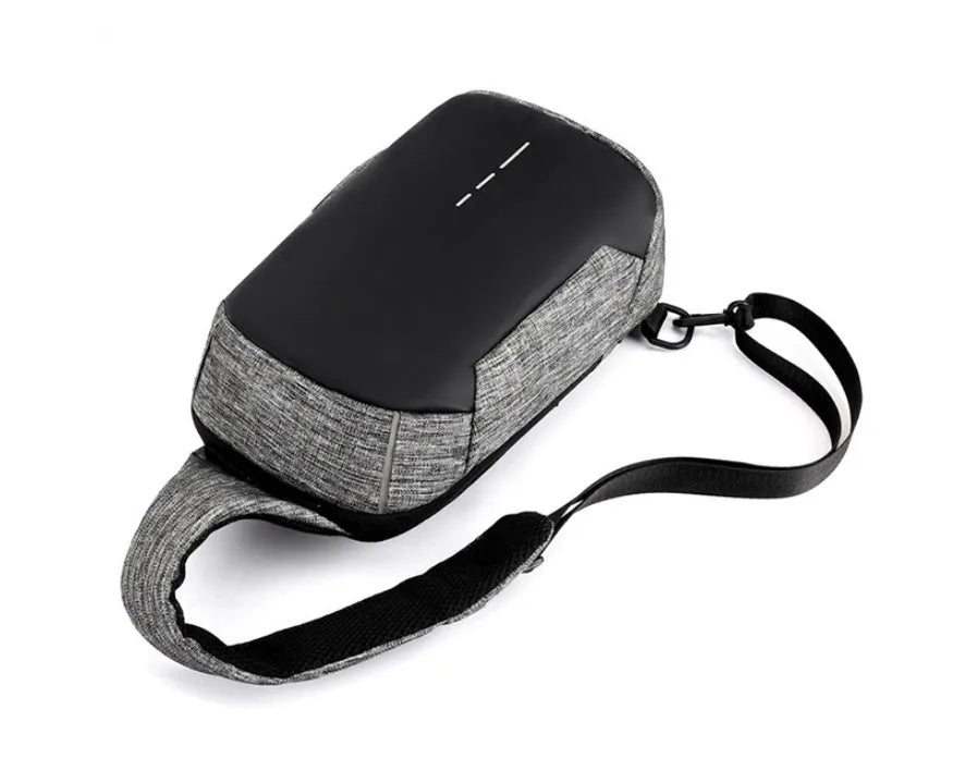 Oxford cloth waterproof chest bag with mobile phone compartment in dark blue, wine red, or light grey
