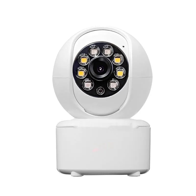 1080p HD panorama home security camera with dual lights on a white ceiling mount