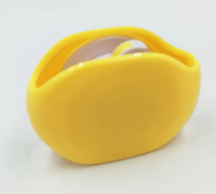 Automatic earphone cable winder retractor in PC ABS plastic, showing compact size and multiple colour options.