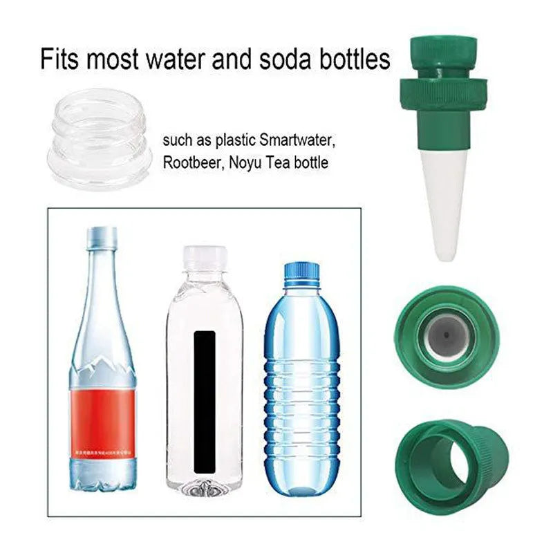 Green ceramic plant water dripper for connecting to cola bottles for automatic garden irrigation