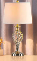 Touch sensor dimmable bedside table lamp with USB charging socket in European style alloy construction