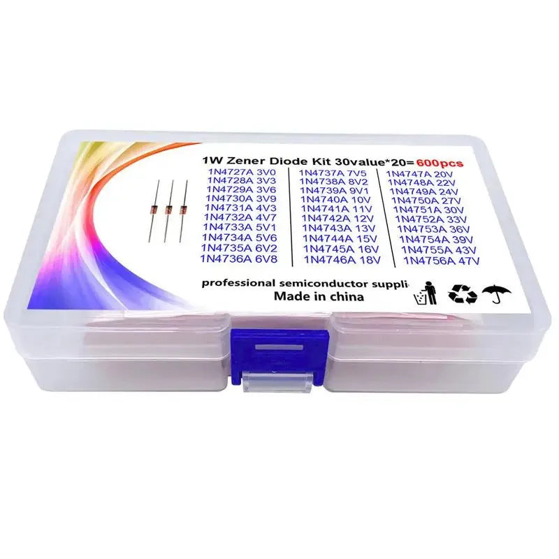 Boxed 1W glass Zener diode with 50V reverse breakdown voltage.