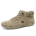 High top octopus men's shoes in khaki colour with rubber sole and microfiber upper