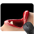 Red lips design rubber non-slip mouse pad measuring 240 by 200 millimetres