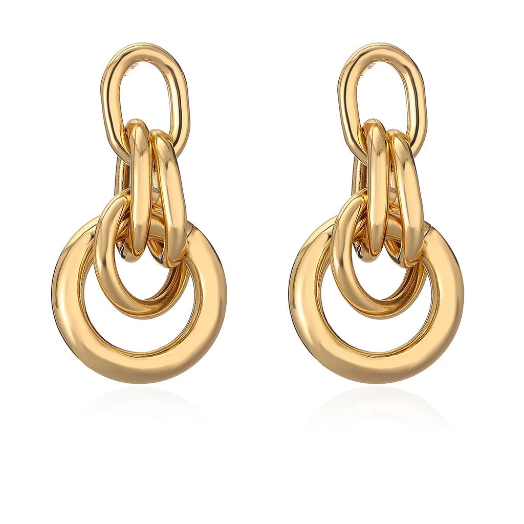 Geometric copper earrings with irregular shape in gold colour options 44093 and 44094