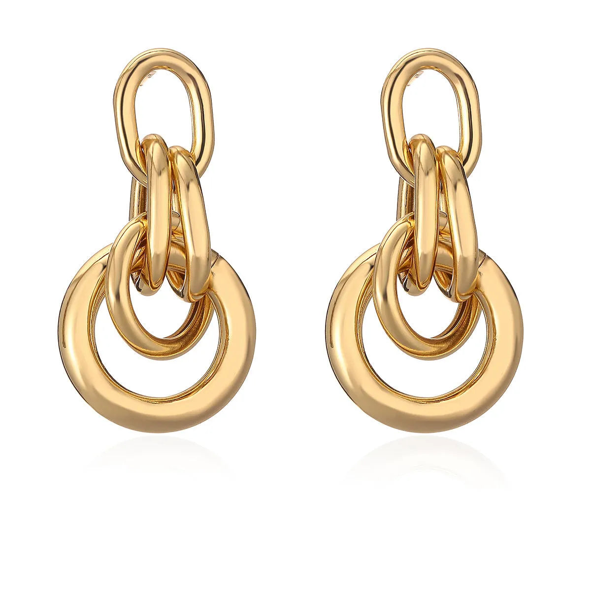 Geometric copper earrings with irregular shape in gold colour options 44093 and 44094