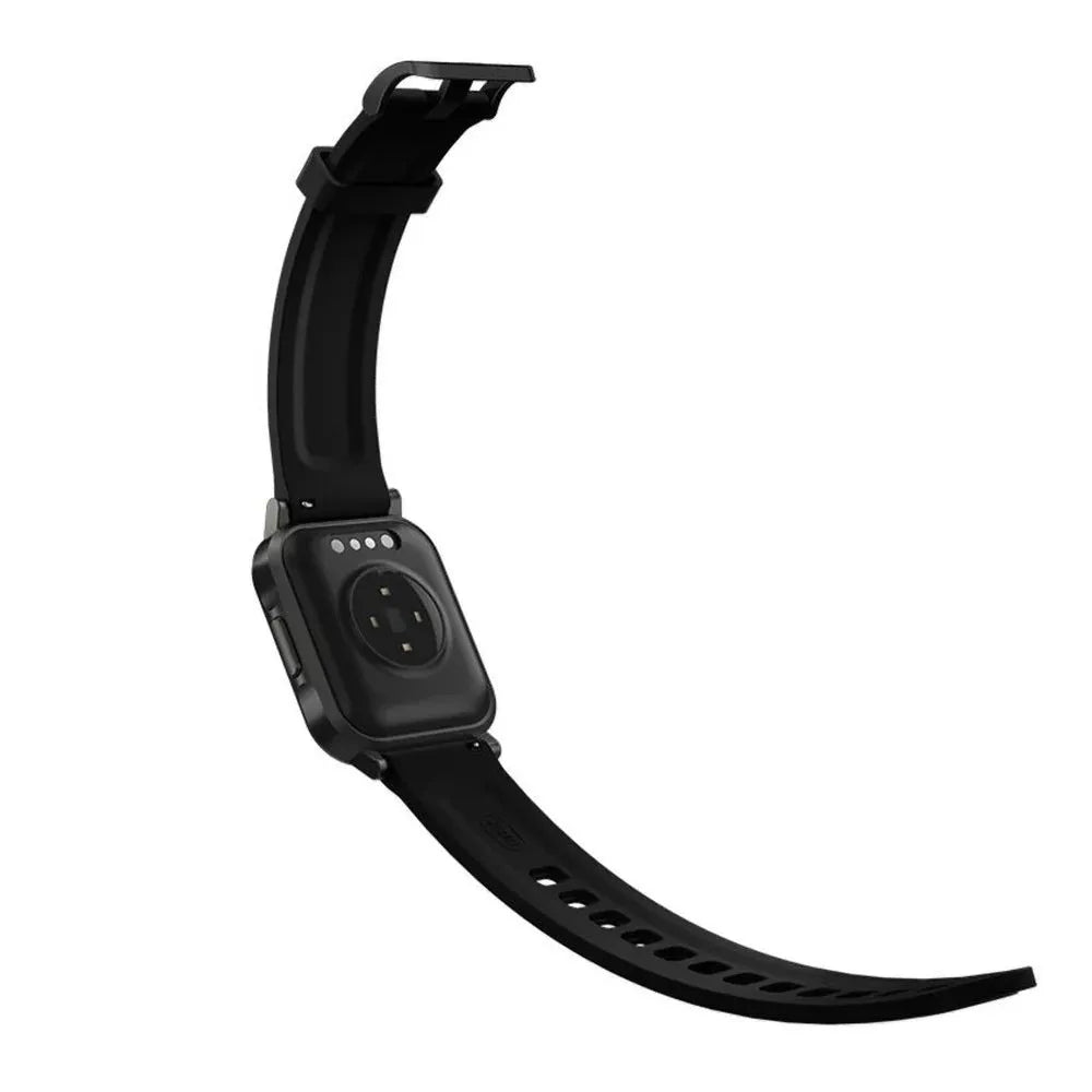 Black waterproof smart bracelet with 1.4 inch touchscreen display on silicone wristband