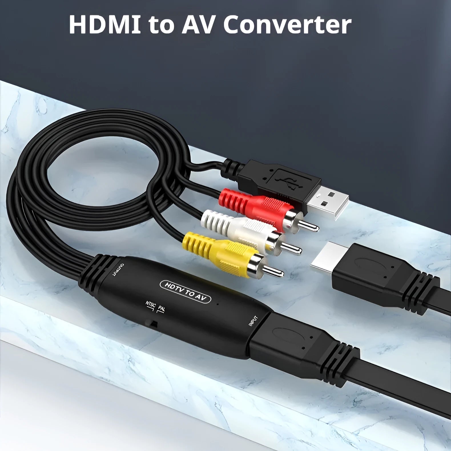 HDMI to AV converter adapter cable with 110cm length for video transfer