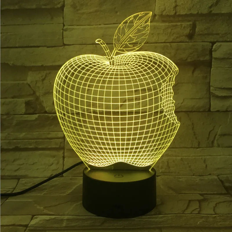 3D fruit shaped night light with colourful LED illumination and touch controls