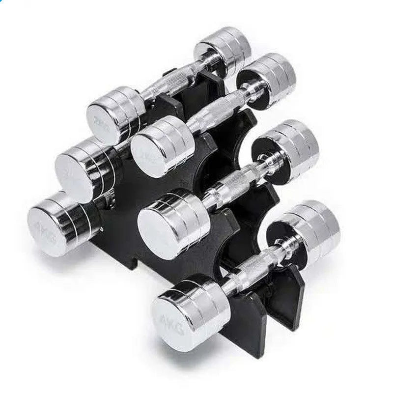 Silver pure steel 1kg dumbbell with electroplated finish and ergonomic handle