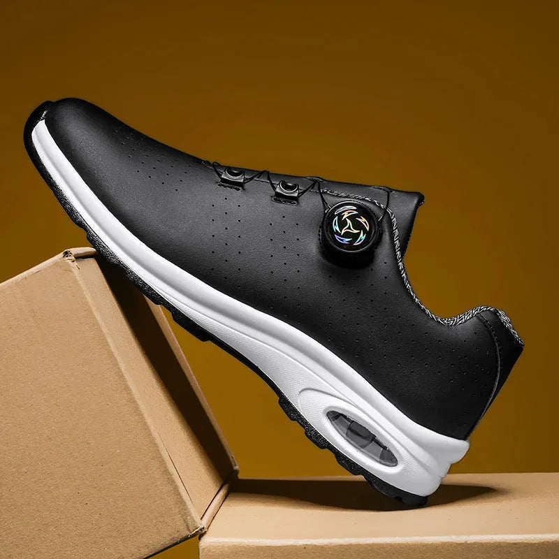 Women's black and white mesh casual tennis shoes with cross shoulder straps and composite soles