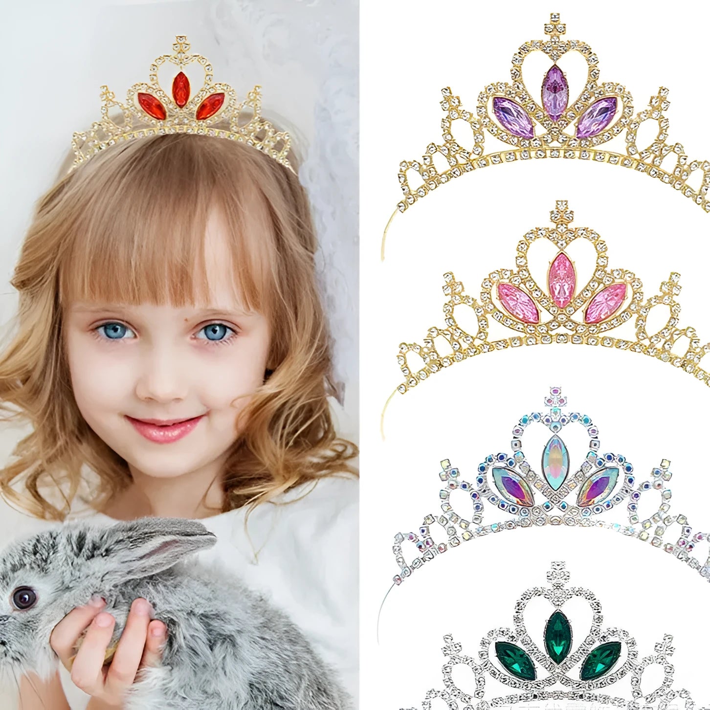 Girls alloy princess crown with electroplated finish in gold and silver colour options