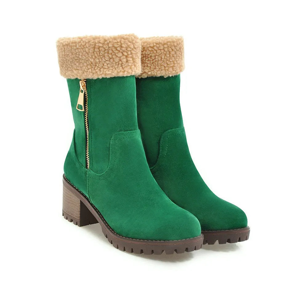 A pair of snow boots with a rubber sole and plush lining in one of four colour options.