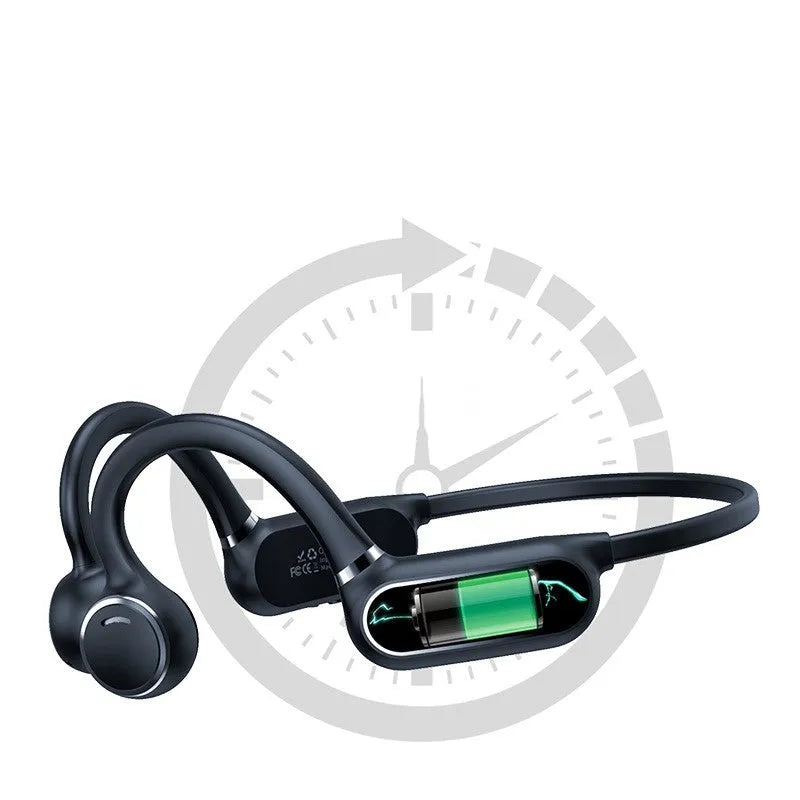 Black air conduction wireless earphone with ear-hook design and open speaker