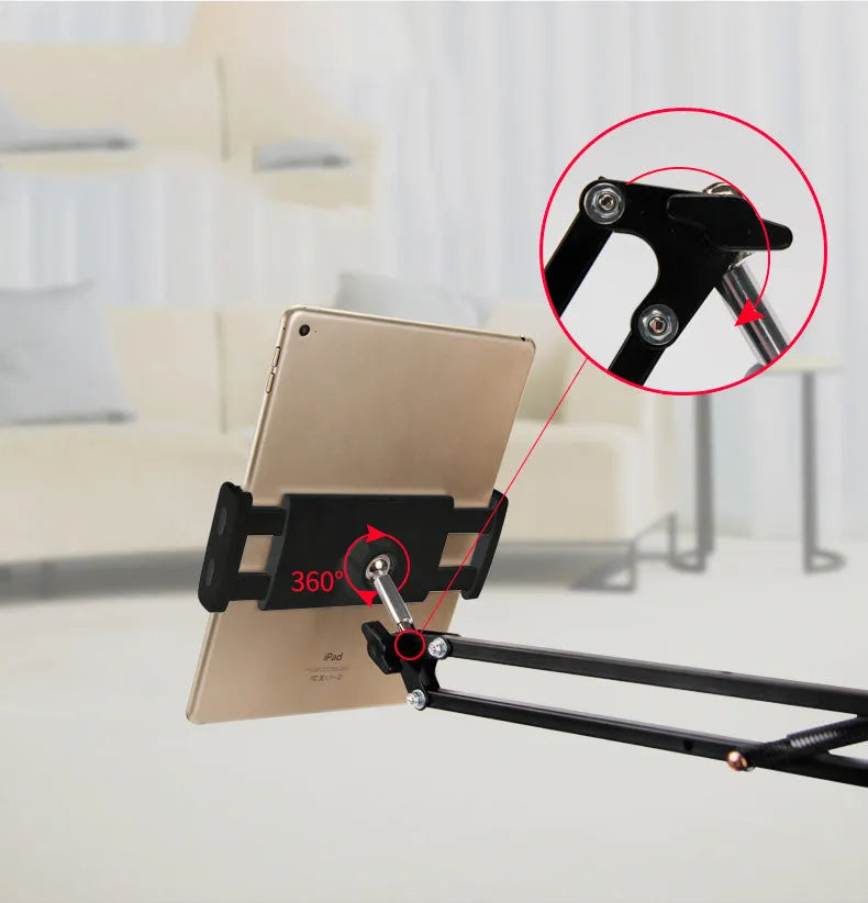 Adjustable phone tablet stand with 10cm base in black or white colour