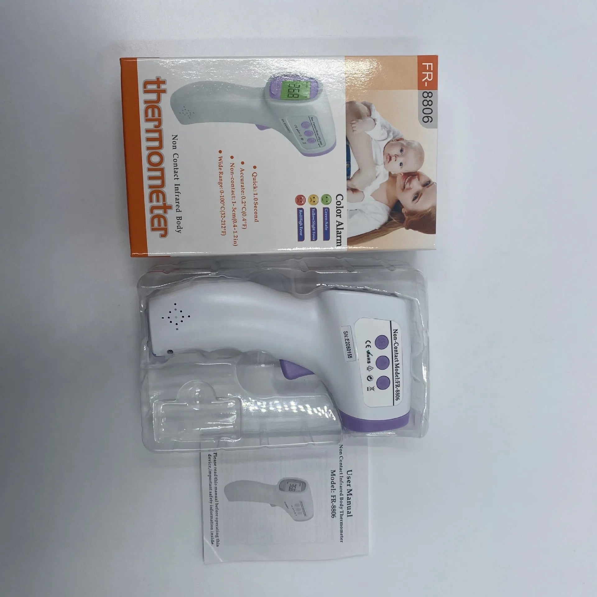 White digital infrared thermometer for non-contact temperature measurement