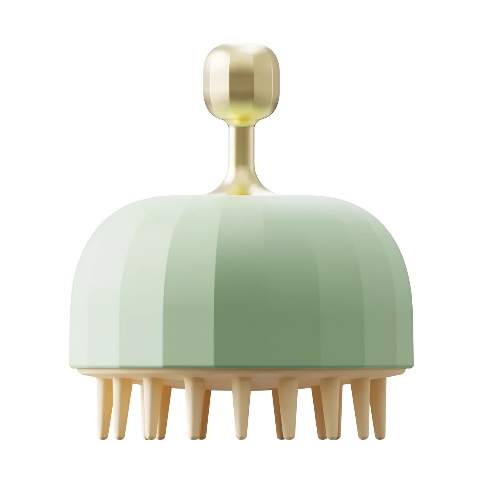 Green silicone dog bath brush with drainage holes and massage bristles for pet shampoo application