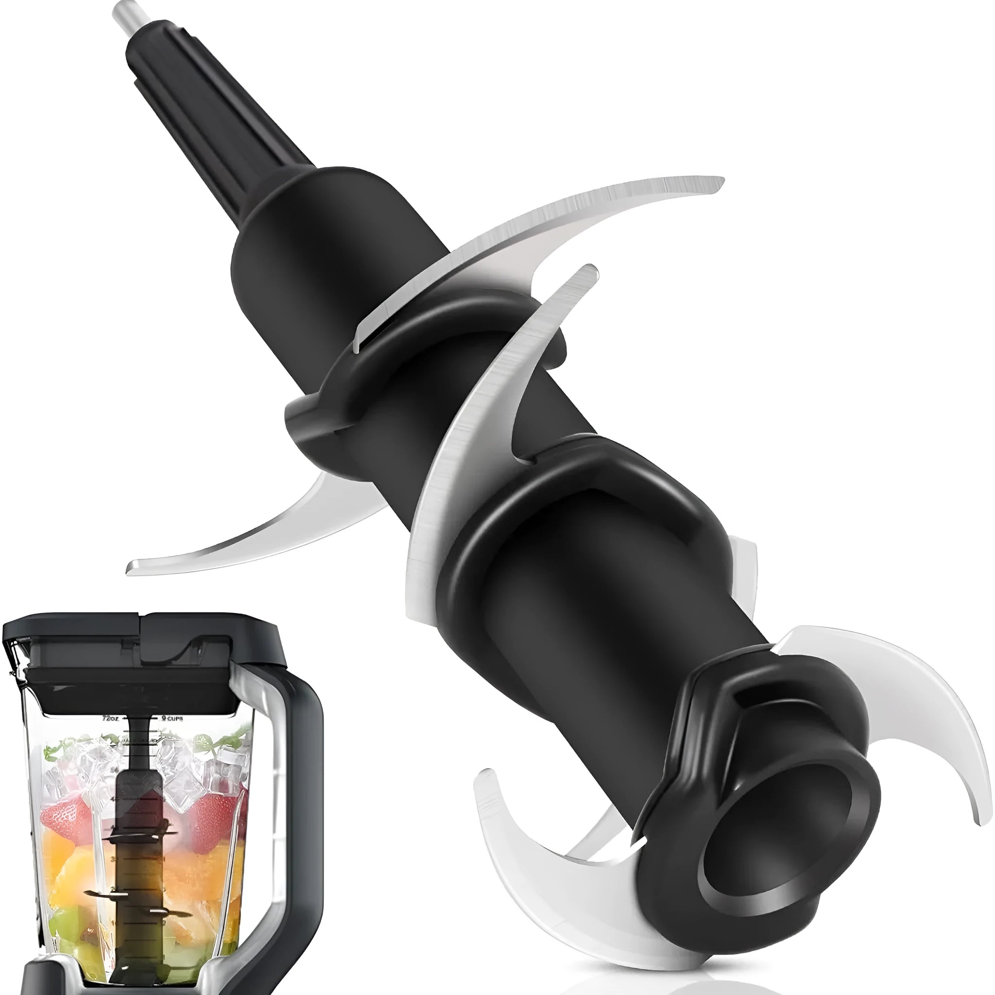 Stainless steel juicer blade replacement set with knife holder accessory measuring 10x10x21cm