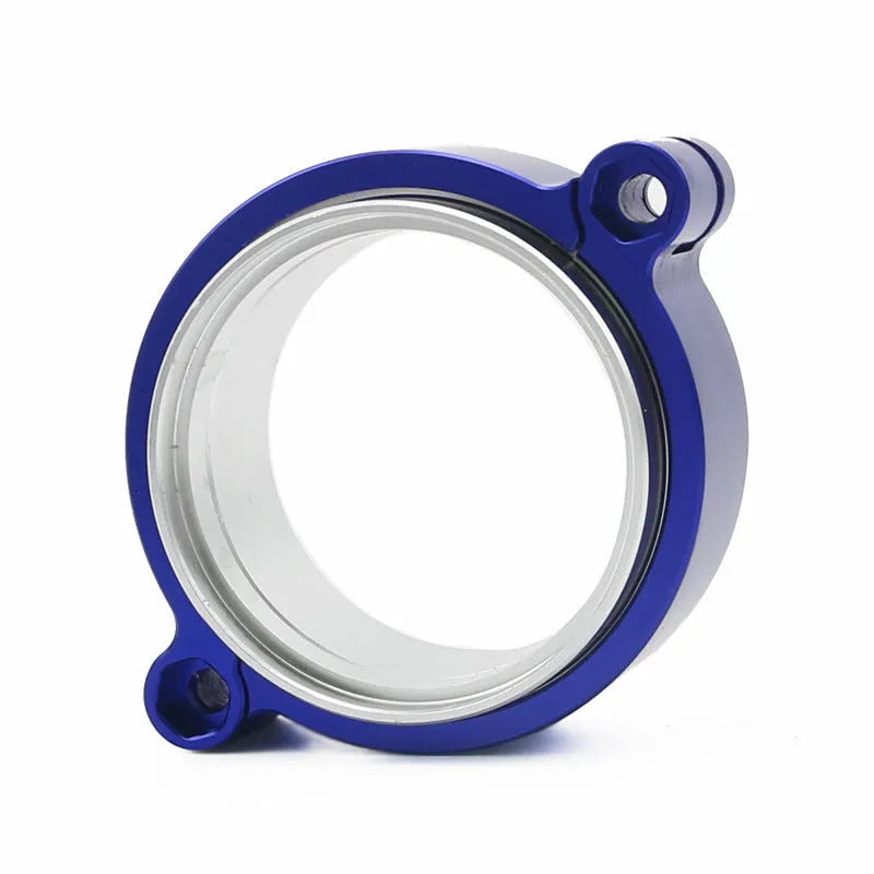 Aluminium fixed movement clamp for car turbine exhaust downspout in black, blue, or red.