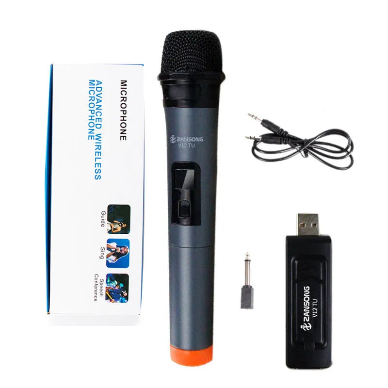 Black ZANSONG V12 dynamic wired handheld microphone with USB receiver and cables