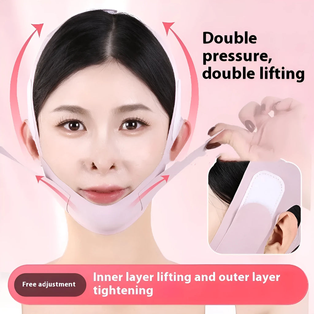 Small V Face Shaping Mask in light breathable fabric, shown in Purple and Green graphene colour options.