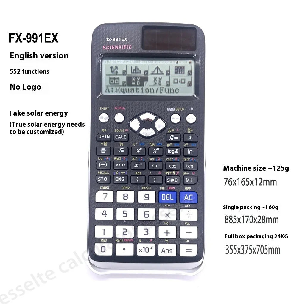 CASIO fx-991EX solar scientific calculator in black, blue, or pink colour options.
