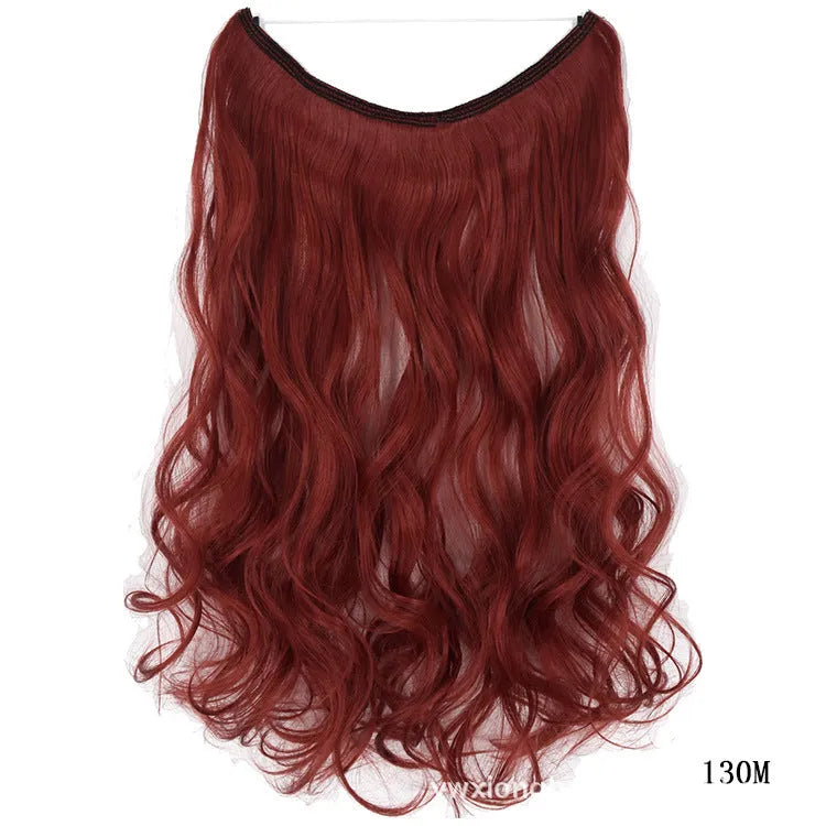 22 inch invisible wire hair extension, silky straight synthetic, 55cm long, 80g, no clips
