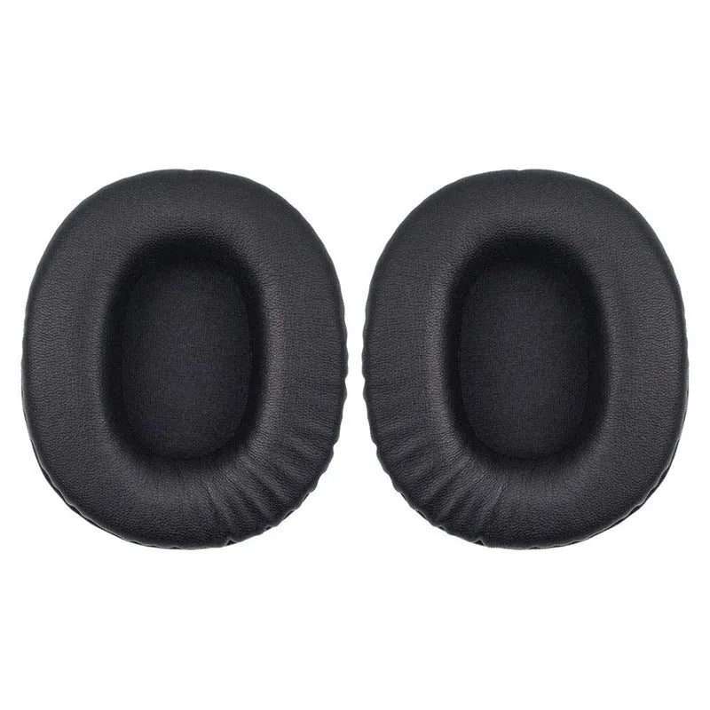 Two black soft PU leather protective covers for Sony MDR-1R headphones.
