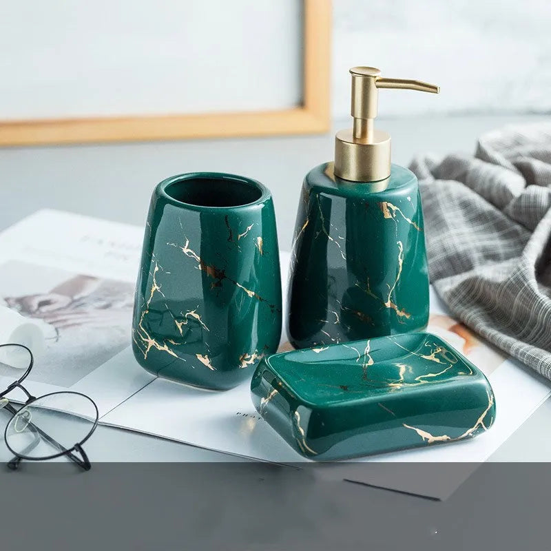 Ceramic bathroom wash set in light luxury style with decal process treatment