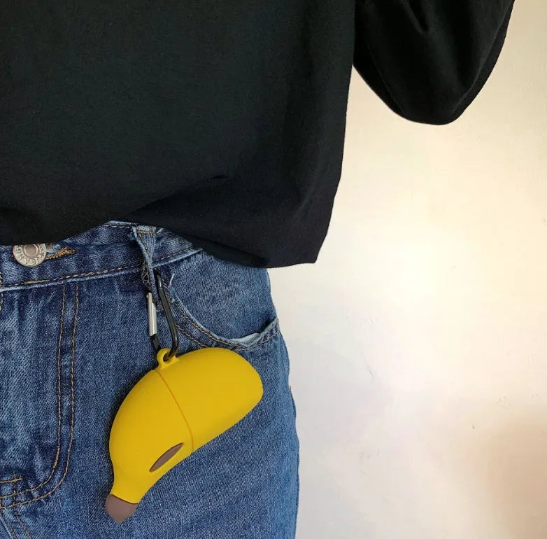 Yellow banana-themed silicone protective case for Apple AirPods Pro wireless Bluetooth earphones