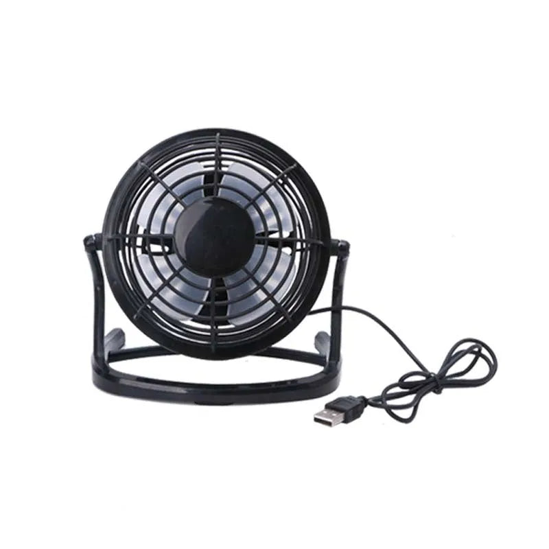 Mini portable USB desk fan with adjustable angle in black, white or blue colour options