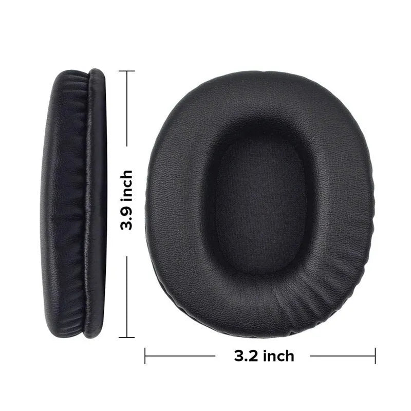 Two black soft PU leather protective covers for Sony MDR-1R headphones.