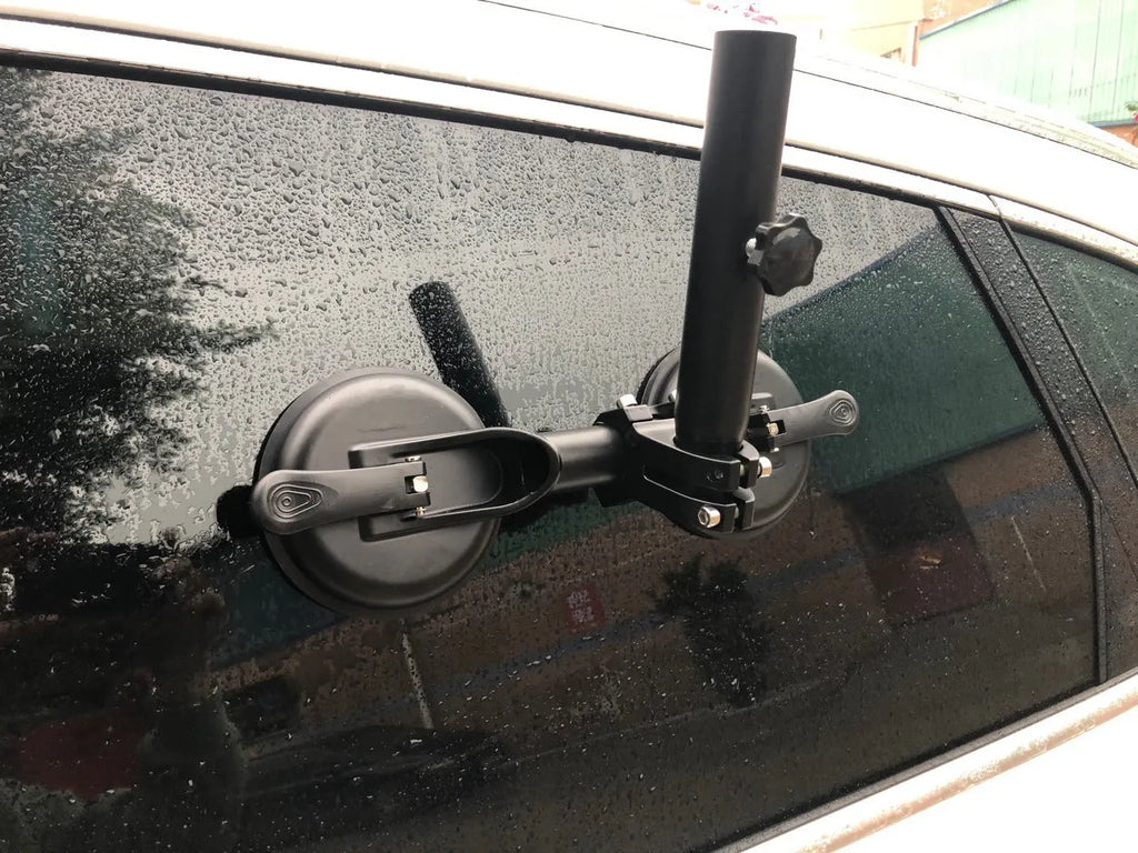 Black ABS off-road car sucker base with round rubber suction cup for vehicle window mounting
