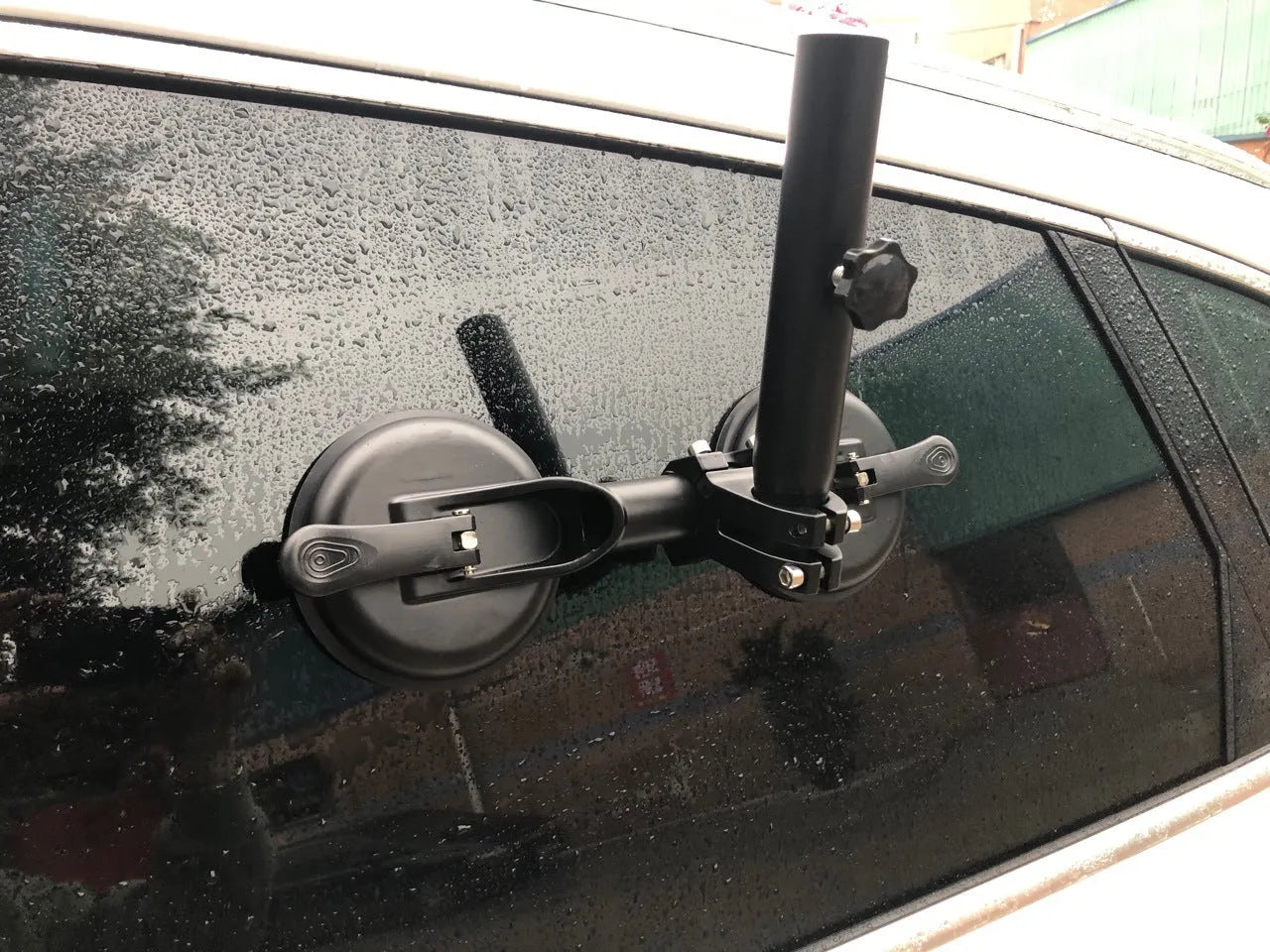 Black ABS off-road car sucker base with round rubber suction cup for vehicle window mounting