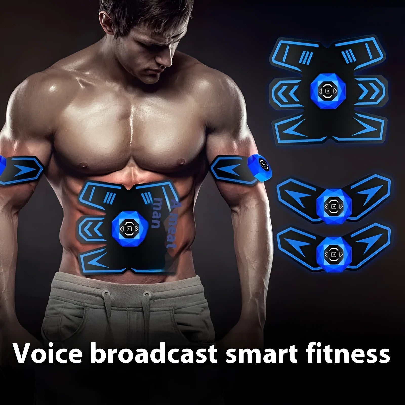 Eight-piece abdominal massage patch set with silicone nodes on ABS resin framework
