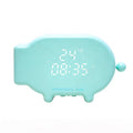 Blue multifunctional charging LED alarm clock with temperature display and dual USB ports