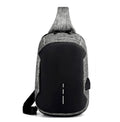 Oxford cloth waterproof chest bag with mobile phone compartment in dark blue, wine red, or light grey