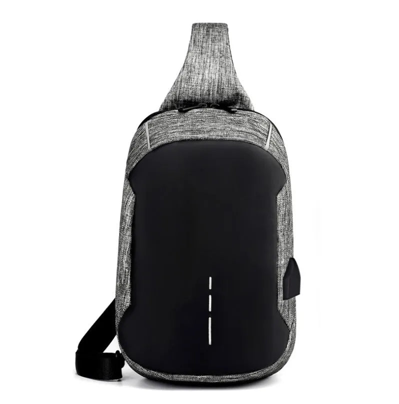 Oxford cloth waterproof chest bag with mobile phone compartment in dark blue, wine red, or light grey