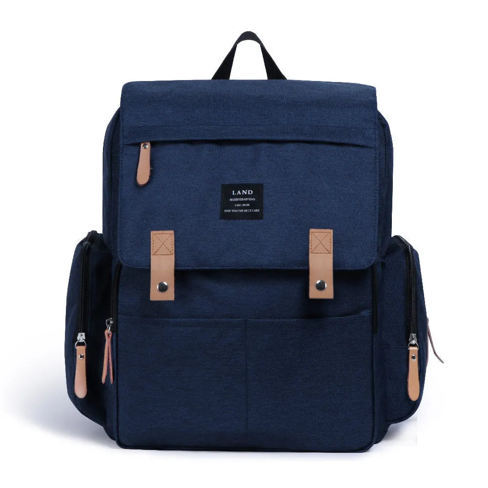 LAND Mommy large capacity diaper backpack in Oxford cloth with backpack straps and changing mat