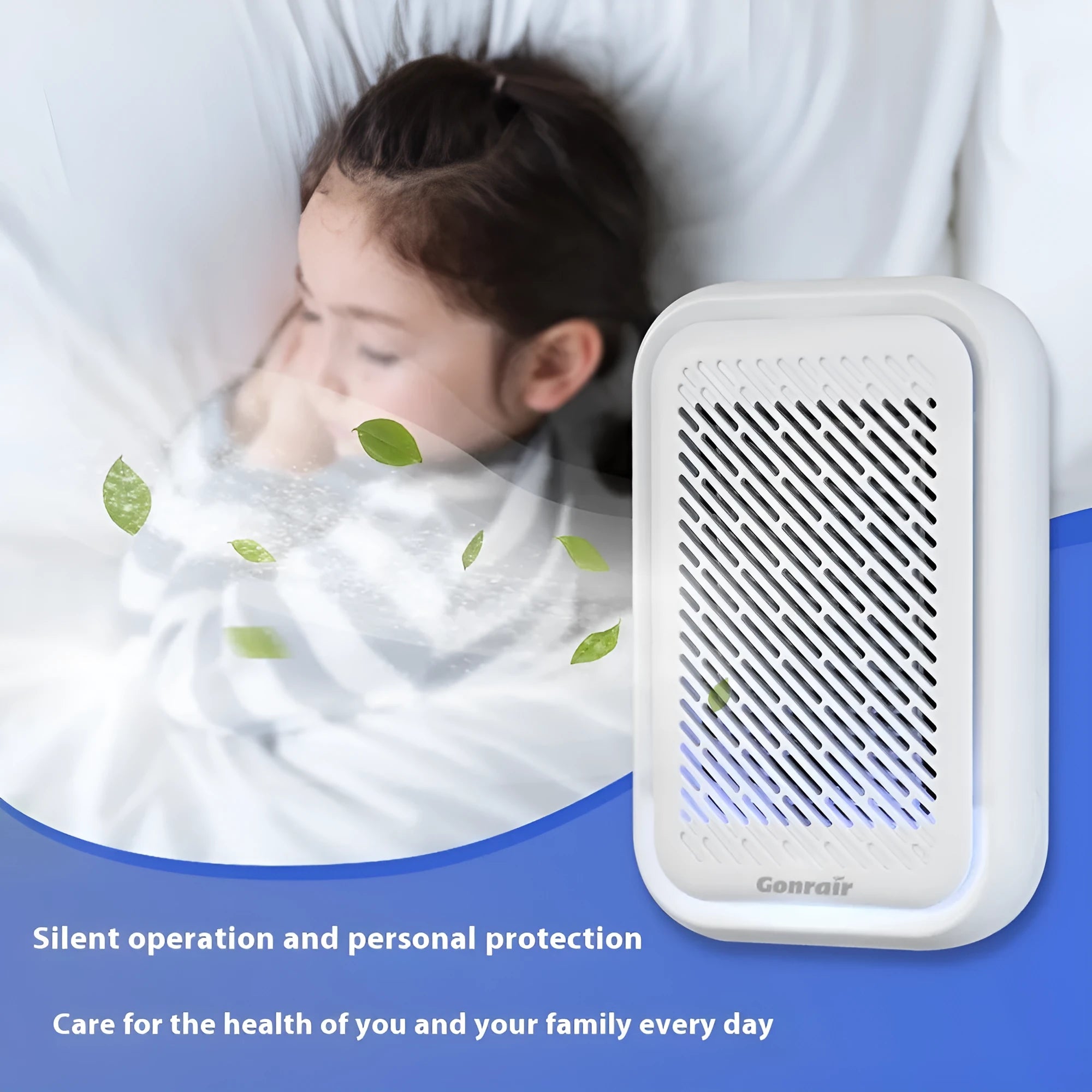 White wall-mounted direct plug-in air purifier for rooms under 10 square metres
