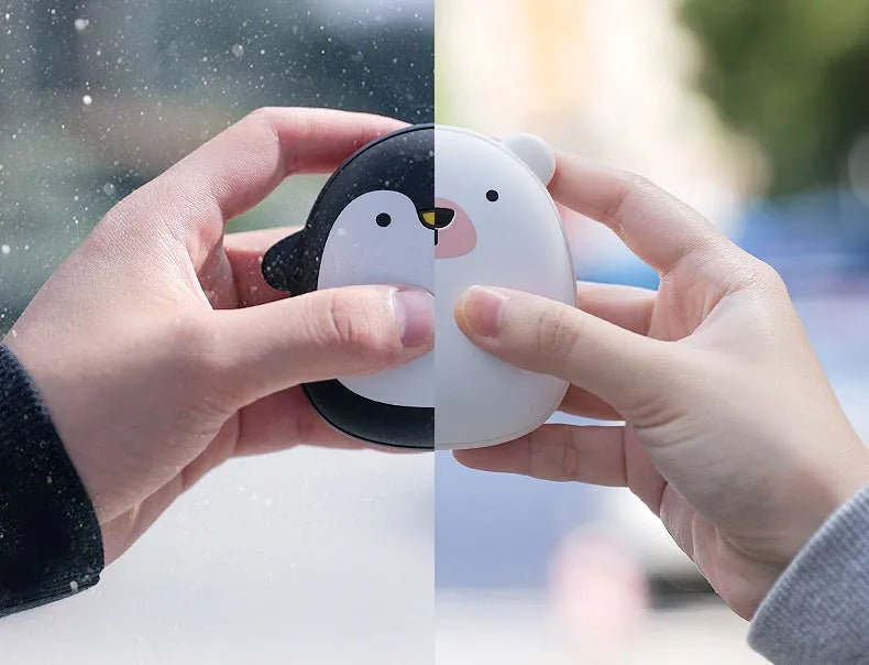 Cute cartoon penguin and polar bear design USB rechargeable electric hand warmer and power bank