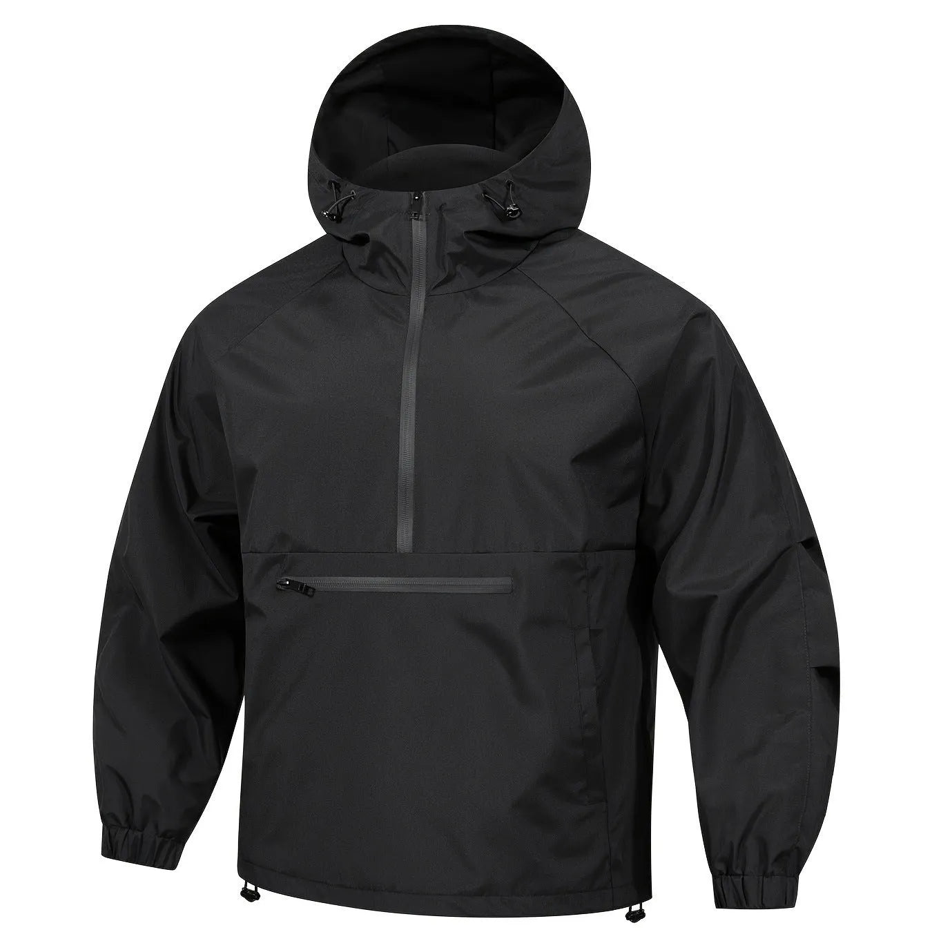 Men's Korean-style loose corduroy hooded jacket with half-zip closure in light gray colour