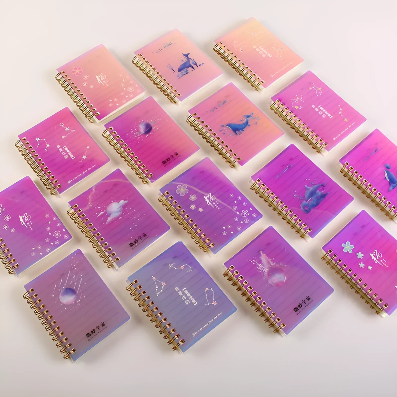 A7 spiral-bound pocket notebook with coil binding and PP plastic cover in four design colour options