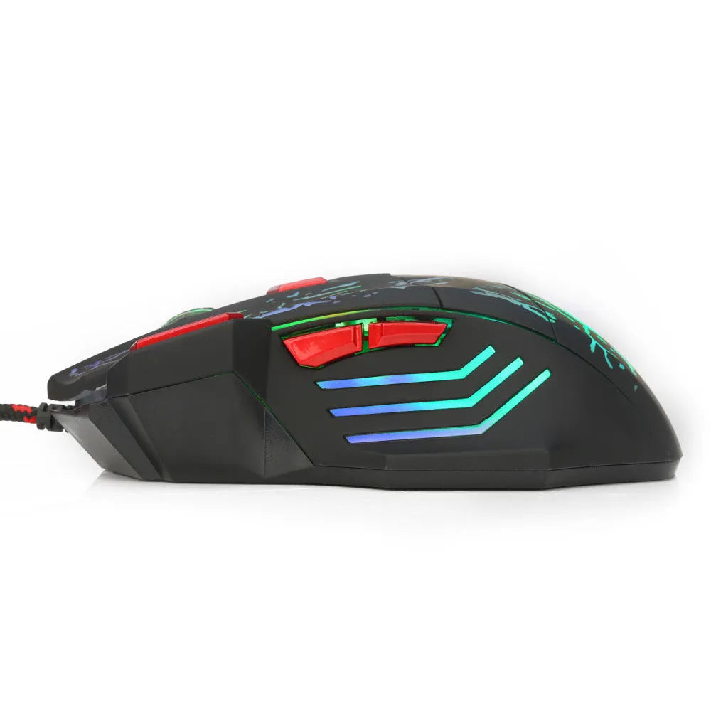 H300BK colour wired gaming mouse with luminous lighting effects on desktop