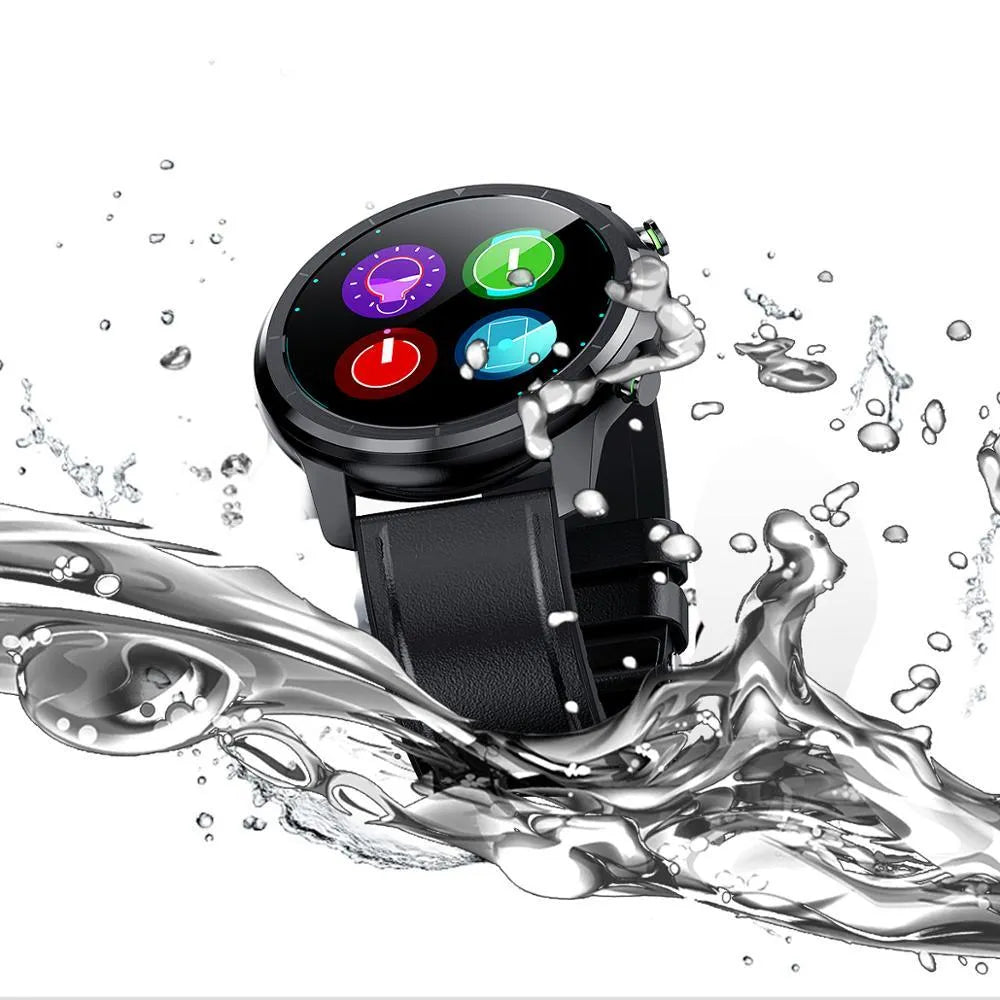 LEMFO LF26 smart bracelet on wrist showing 1.3-inch touchscreen and side button.